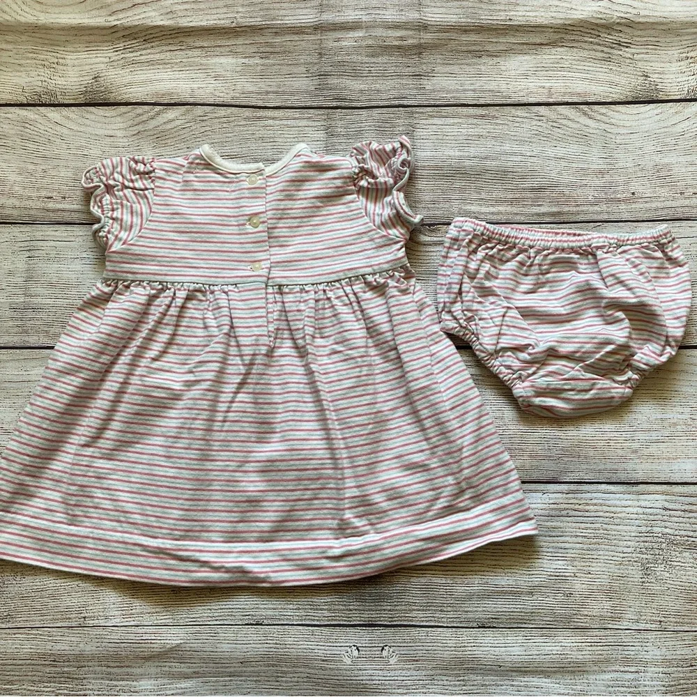 Ralph Lauren Striped Wrap Neck Dress and Bloomers Girls Size 9 mo